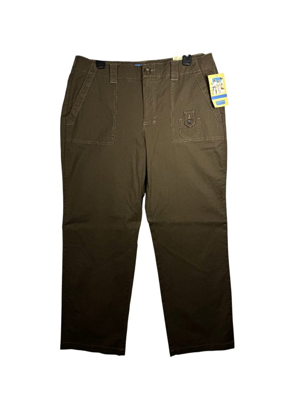Dockers Womens Nouveau Fit Brown Utility Pants SZ 14 Sits Below Waist